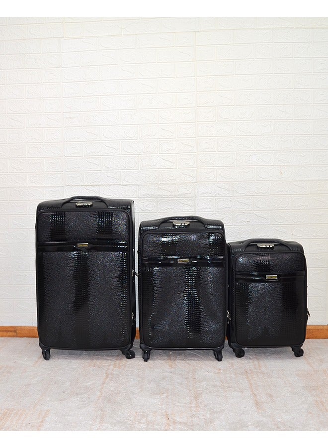 NKX Set of 3 Premium Expandable Hardside Luggage Classic Leather Collection 30/26/22 Inch - Image 3