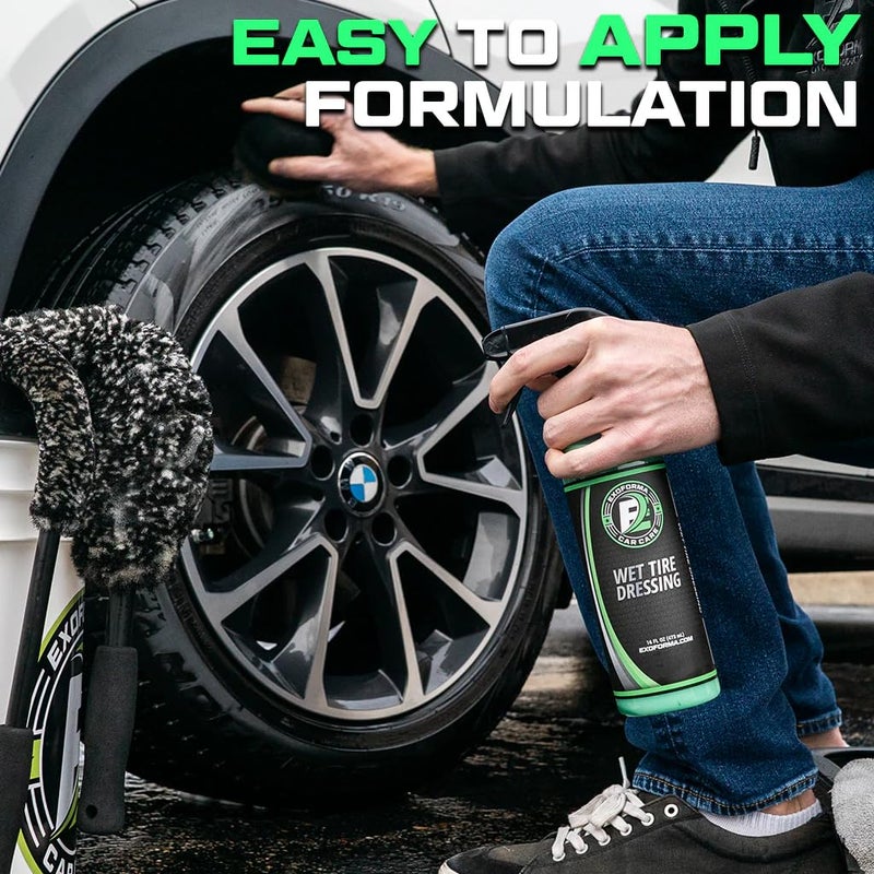 ExoForma Wet Tire Dressing Spray - Extremely High Shine Tire Dressing for That Wet Look - No Sling, Non-Greasy Silicone Formula with UV Protection - Easy to Apply, Minimal Cure Time - 16 fl oz, 2 Pack - Image 4