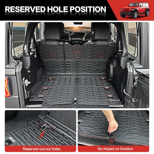 Utiiy Cargo Liner with Seat Back Cover Fit for 2018-2025 Jeep Wrangler JL Unlimited 4 Door 4X4, Cargo Mat TPE Seat Back Protector for 2024 Jeep Wrangler JL/JLU Accessories(Cargo Mat+ Backrest Mats) - Image 5