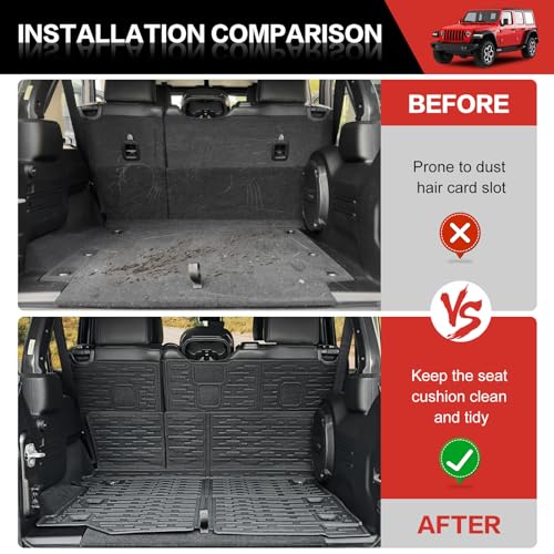 Utiiy Cargo Liner with Seat Back Cover Fit for 2018-2025 Jeep Wrangler JL Unlimited 4 Door 4X4, Cargo Mat TPE Seat Back Protector for 2024 Jeep Wrangler JL/JLU Accessories(Cargo Mat+ Backrest Mats) - Image 2
