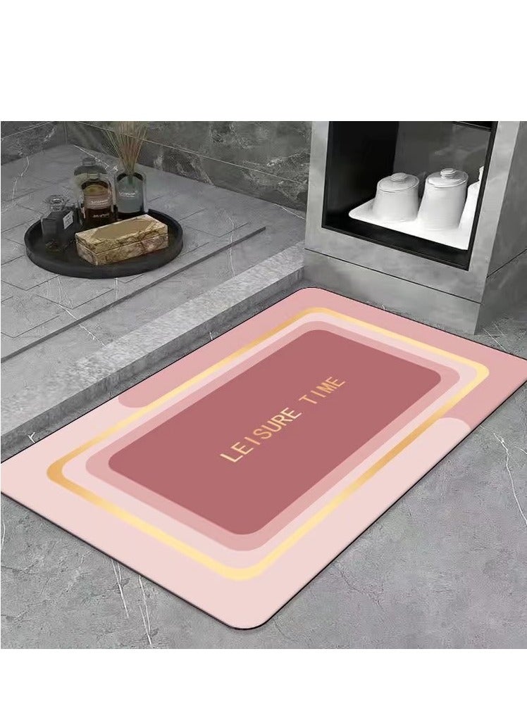 ليستر ‎سجادة حمام ممتصة للماء وغير قابلة للانزلاق من ليستر، سريعة الجفاف، ‎سجادة مدخل غير قابلة للانزلاق، سجادة أرضية من جلد الدياتوم، بشكل مستطيل، اللون الوردي 50x80 سم. - Image 1