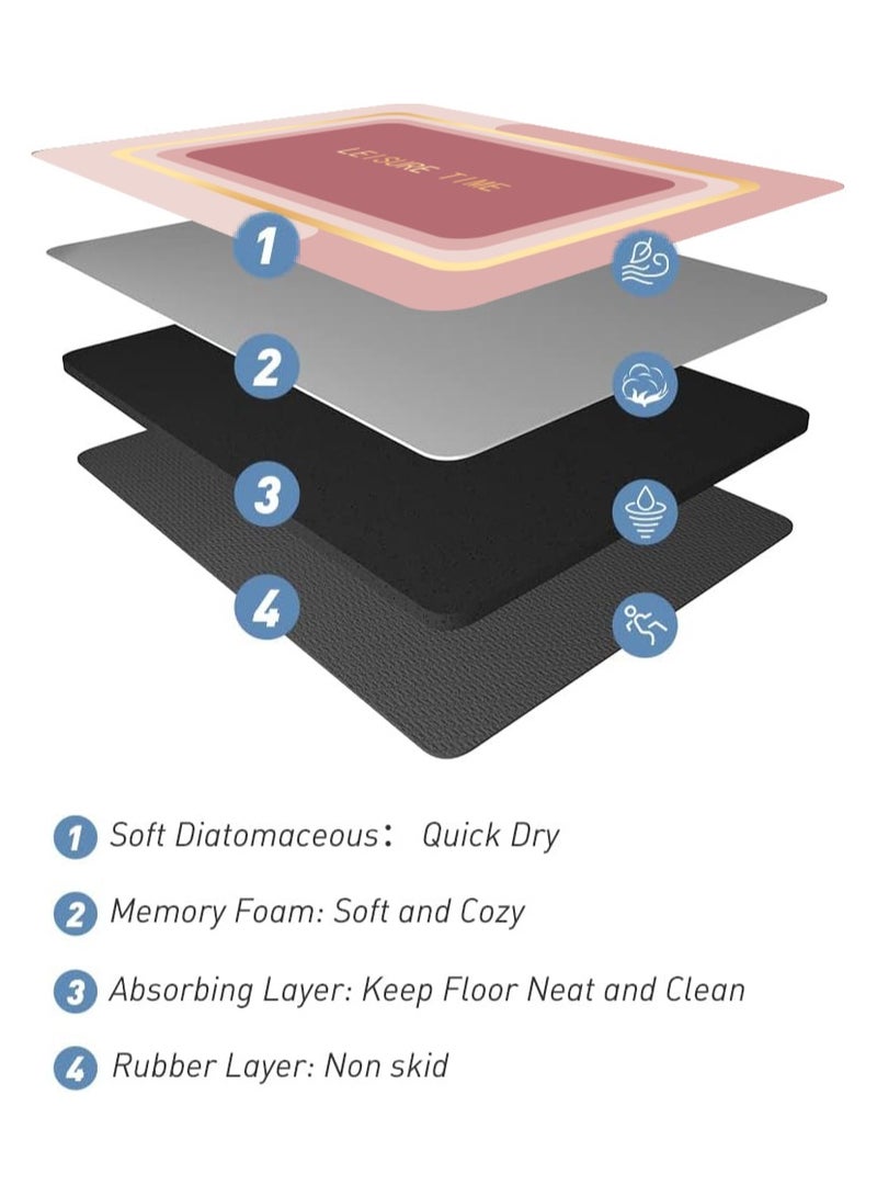 ليستر ‎سجادة حمام ممتصة للماء وغير قابلة للانزلاق من ليستر، سريعة الجفاف، ‎سجادة مدخل غير قابلة للانزلاق، سجادة أرضية من جلد الدياتوم، بشكل مستطيل، اللون الوردي 50x80 سم. - Image 3