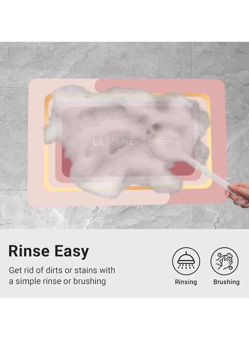 ليستر ‎سجادة حمام ممتصة للماء وغير قابلة للانزلاق من ليستر، سريعة الجفاف، ‎سجادة مدخل غير قابلة للانزلاق، سجادة أرضية من جلد الدياتوم، بشكل مستطيل، اللون الوردي 50x80 سم. - Image 2