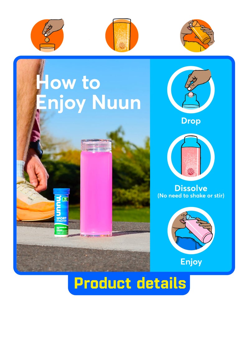 نون مشروب رياضي مرطب، مشروب إلكتروليت فوار، بنكهة البطيخ، 10 أقراص - Image 3