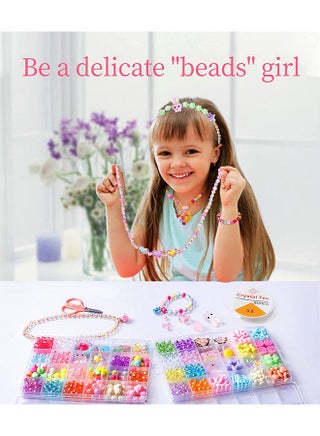 Beads for Girls Toys Kids Bracelets Making Kit Bead Art and Craft Kits DIY Bracelets Necklace Hairband and Rings Toy Making Kit for Baby Girls Games - view 5