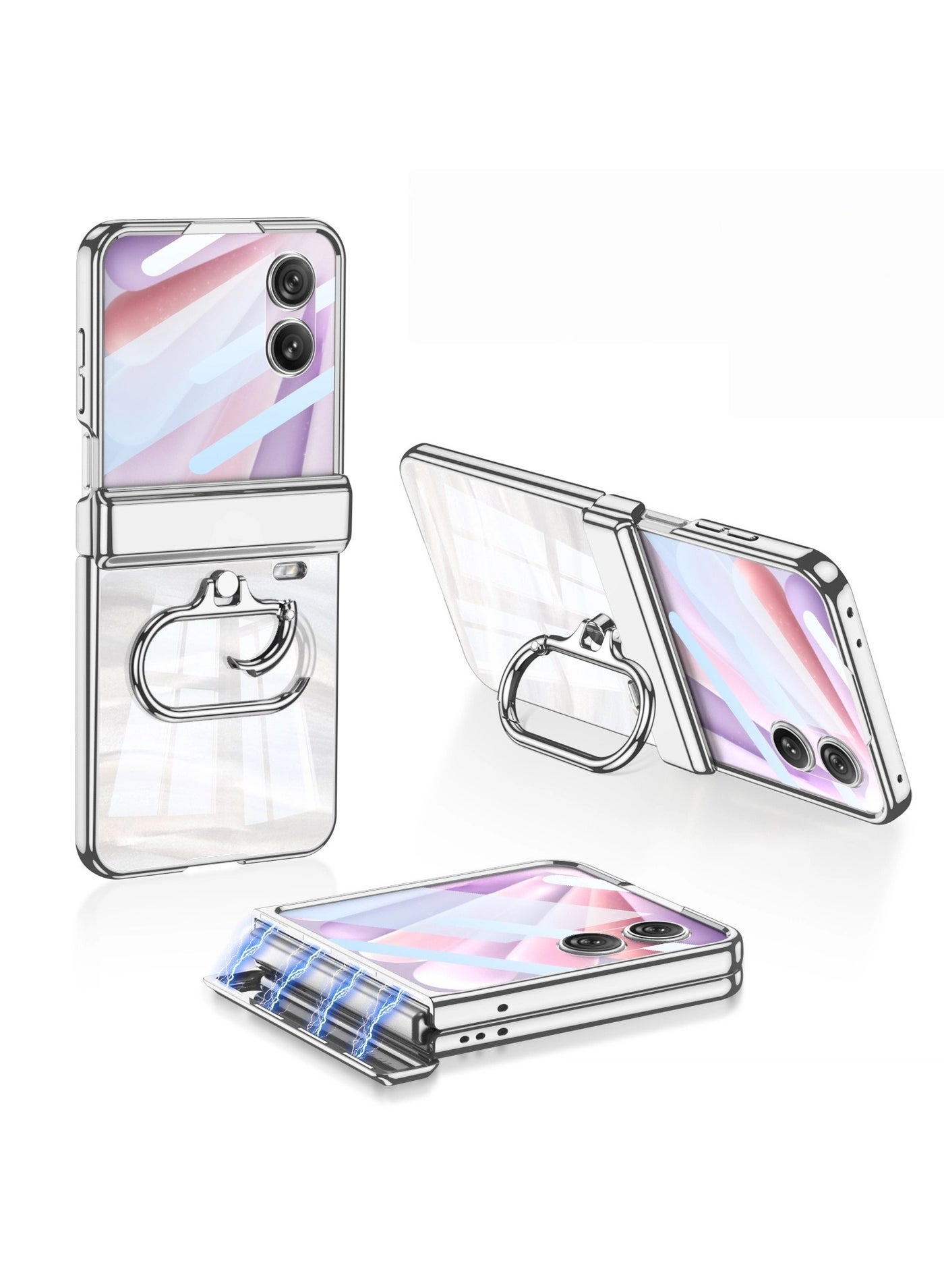 Honor Magic V Flip2 Phone Case Premium Elliptical Ring Transparent Creative Full-Cover Protective Case Shockproof and Scratch-Resistant
