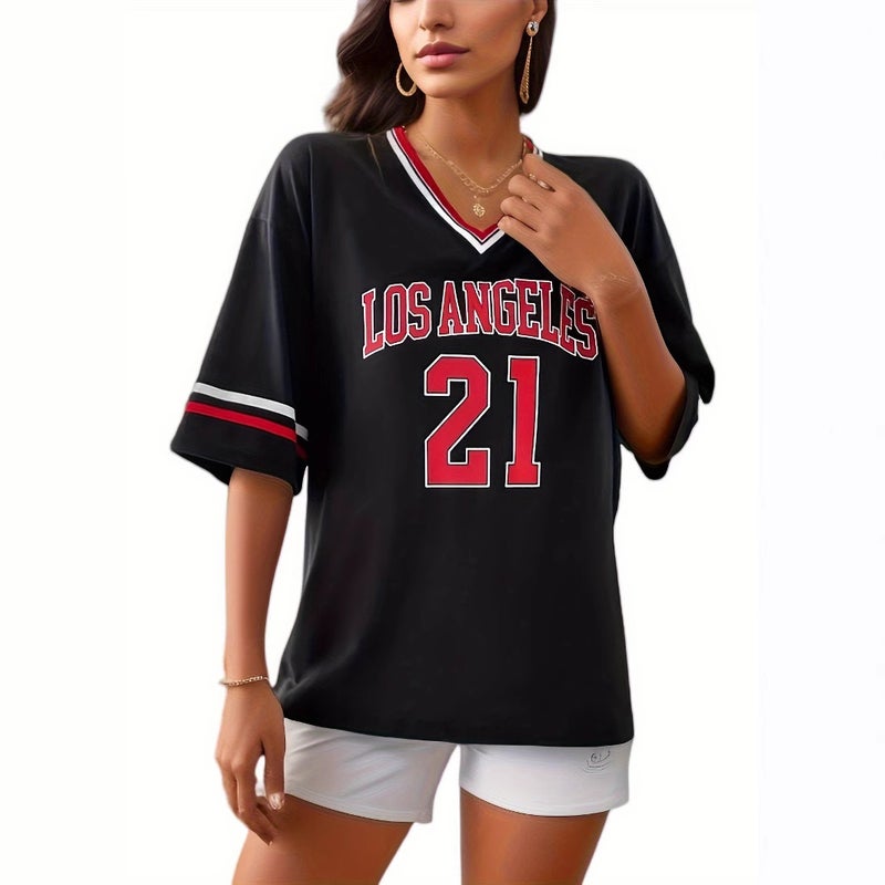 Vintage American Style oversize Ball Suit Personalized Hot Girls Ins Loose Printed Top for Men and Women Cross-border Summer - Image 3