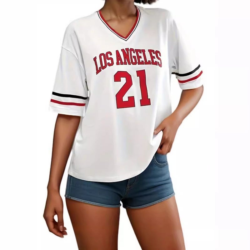 Vintage American Style oversize Ball Suit Personalized Hot Girls Ins Loose Printed Top for Men and Women Cross-border Summer - Image 4