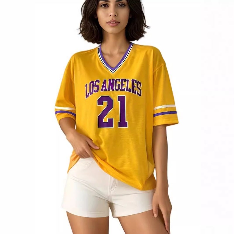 Vintage American Style oversize Ball Suit Personalized Hot Girls Ins Loose Printed Top for Men and Women Cross-border Summer - Image 2