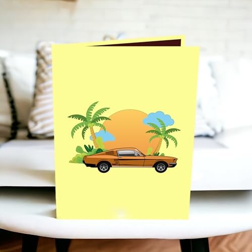 Rykamia Classic Car Card Pop Up, Classic Car Birthday Card, Classic Car Thank You Card, Dad Birthday Card Classic Car, Retirement Card With Car, New Adventure, Travel Card For Birthday, Graduation - Image 5