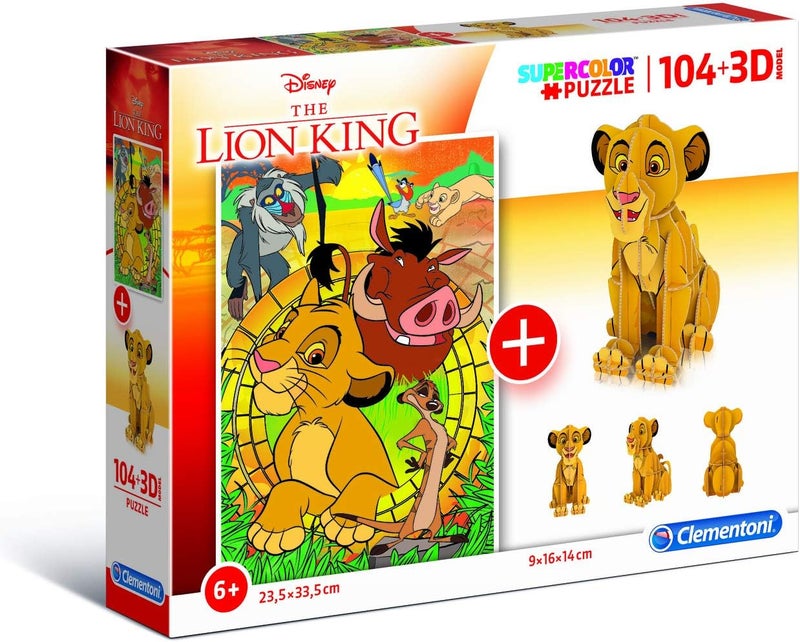 Clementoni Budget friendly premium quality Puzzle Super Color The Lion King 104 PCS (33.5 x 23.5 CM) - For Age 6 Years Old Multicolor Wet anti slip - Image 2