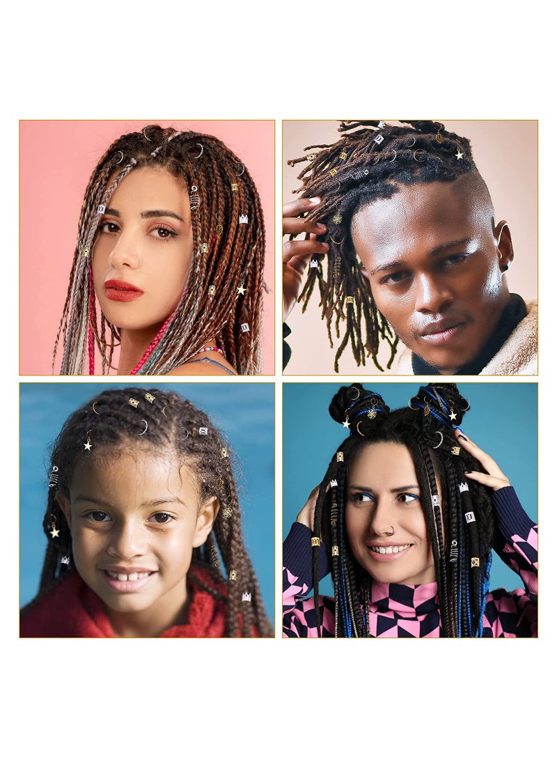 259 قطعة من إكسسوارات مجوهرات الشعر للنساء، خرز الألمنيوم للتضفير والضفائر، تعويذات، خواتم، أساور، ومشابك لتزيين الشعر الأنيق - Image 4