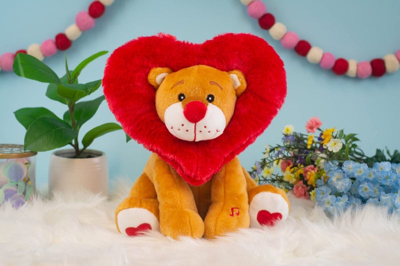 Cuddle Barn Valentines Toy Lion  Lionheart  Animated Plush Dances to Song Come and Get Your Love  HeartShaped Mane Lights Up  Romantic Funny Cute Valentine Stuffed Animal  Gift for Kids Adults  12 Inches - Image 3