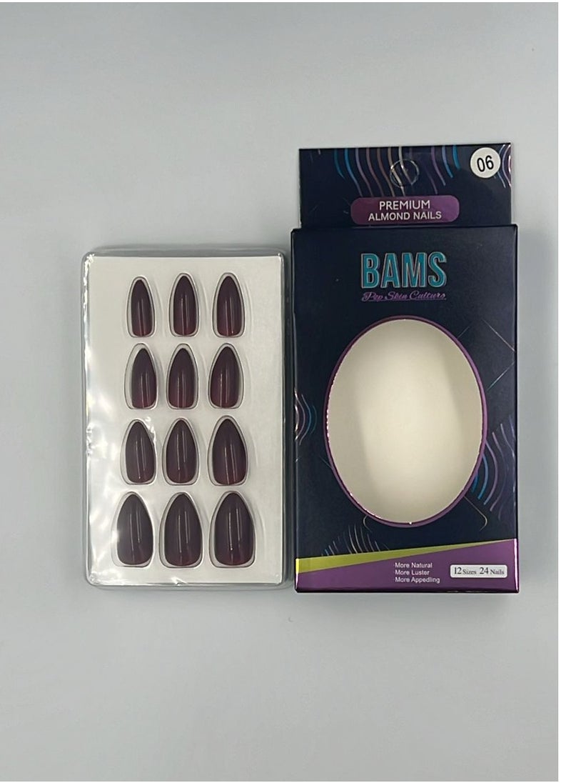 BAMS Pop Skin Culture BAMS Premium Almond Fake Nails in Dusty Lavender Shades, 12 Sizes & Easy Press-On  - Image 2