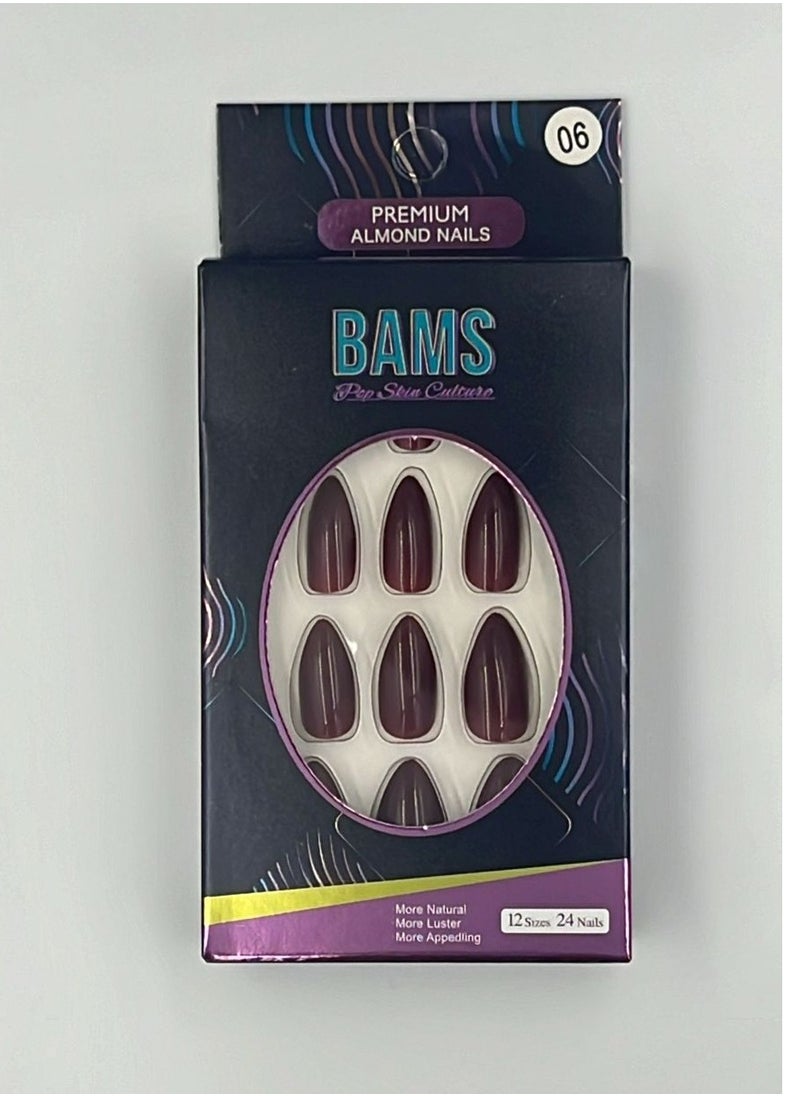 BAMS Pop Skin Culture BAMS Premium Almond Fake Nails in Dusty Lavender Shades, 12 Sizes & Easy Press-On  - Image 3