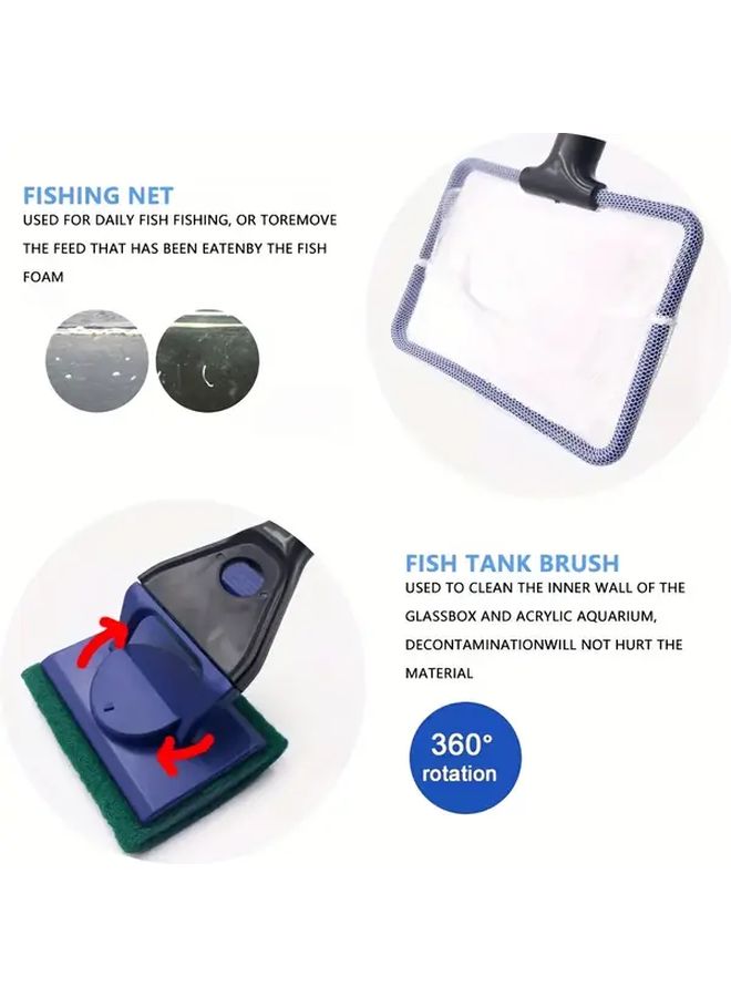 5 In 1 Aquarium Cleaning Tool Set Plant Fork Spoon Net Sponge Brush Gravel Rake Algae Scraper Multifunctional Fish Tank Cleaning Tool - Image 5