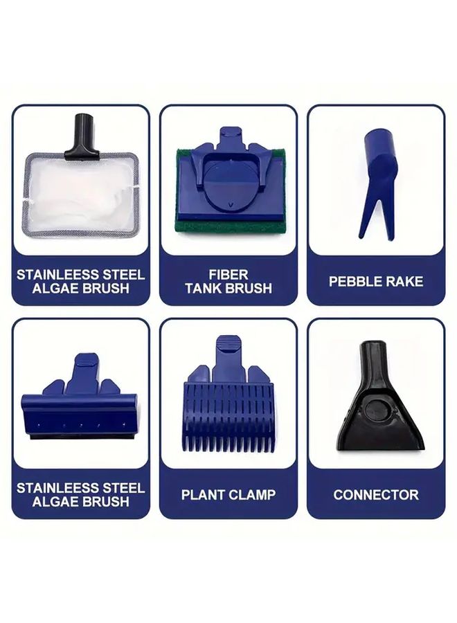 5 In 1 Aquarium Cleaning Tool Set Plant Fork Spoon Net Sponge Brush Gravel Rake Algae Scraper Multifunctional Fish Tank Cleaning Tool - Image 3