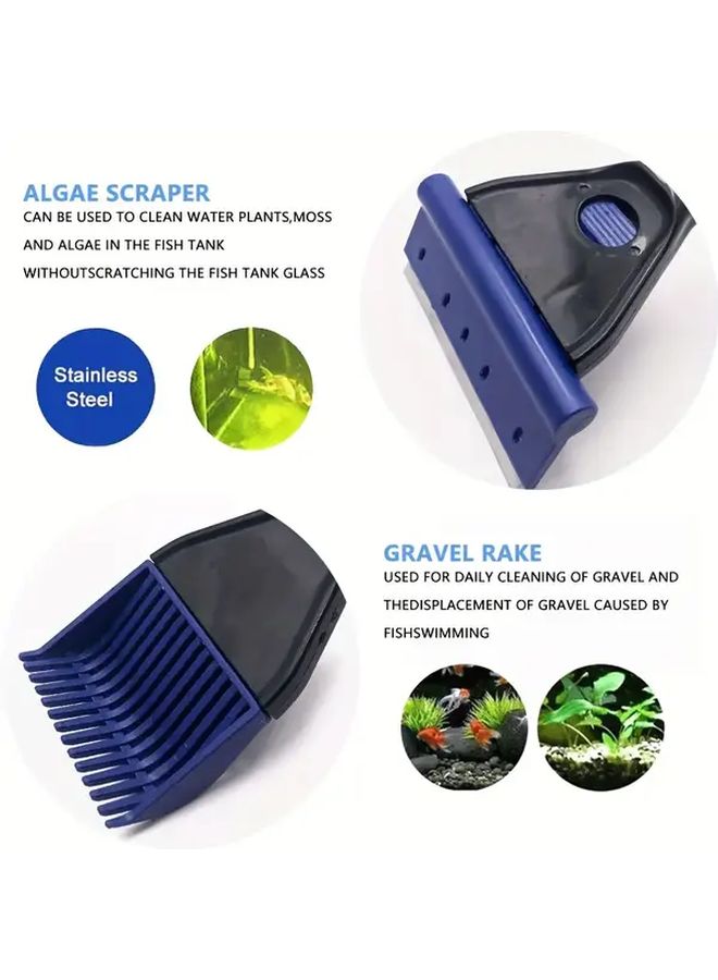 5 In 1 Aquarium Cleaning Tool Set Plant Fork Spoon Net Sponge Brush Gravel Rake Algae Scraper Multifunctional Fish Tank Cleaning Tool - Image 4