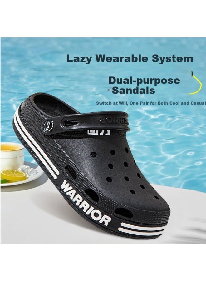 Pull Back Huili Men's Perforated Shoes, Outdoor Thick-soled Non-slip Eva Slippers, Dual-use Beach Sandals, Hl0237, Black, Size 39 - Image 5