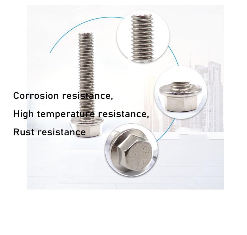 cSeao 5/16"-18 * 1" Flanged Hex Head Bolts Flange Hexagon Screws, Stainless Steel 304, DIN 6921, 10 PCS - Image 3