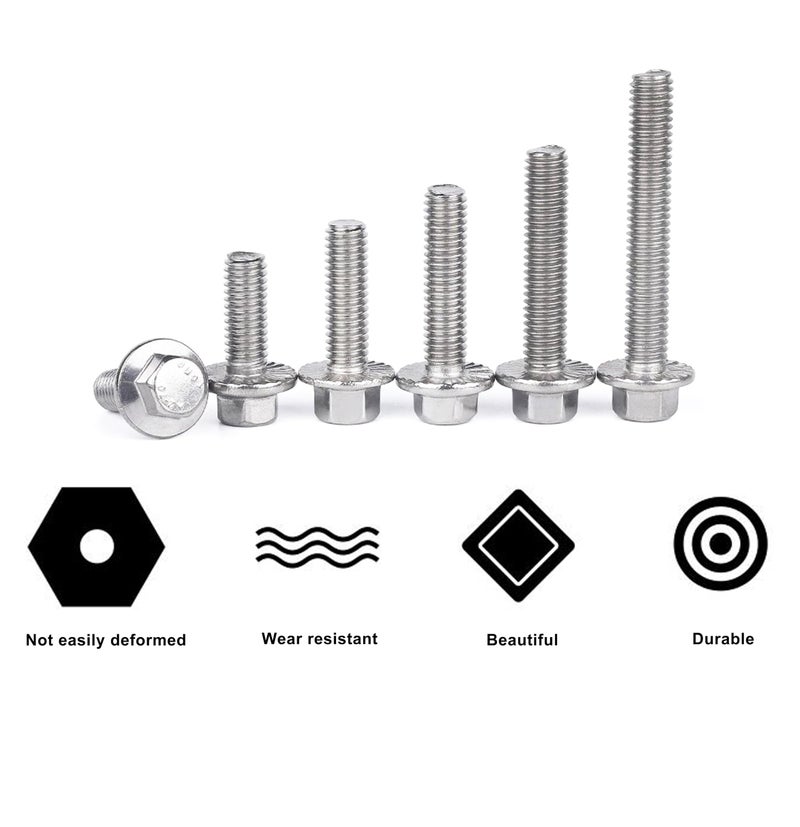 cSeao 5/16"-18 * 1" Flanged Hex Head Bolts Flange Hexagon Screws, Stainless Steel 304, DIN 6921, 10 PCS - Image 4
