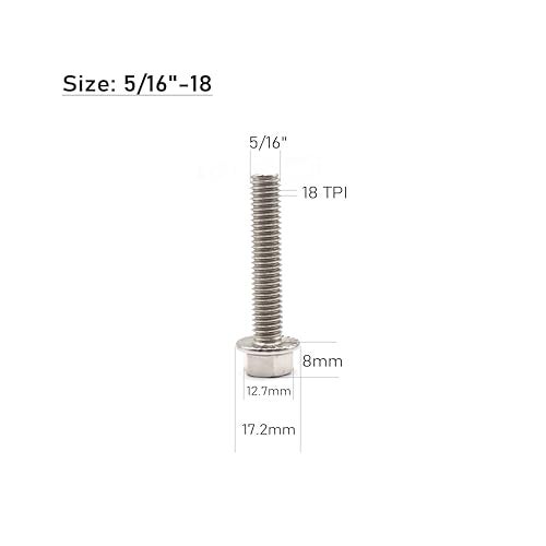 cSeao 5/16"-18 * 1" Flanged Hex Head Bolts Flange Hexagon Screws, Stainless Steel 304, DIN 6921, 10 PCS - Image 2