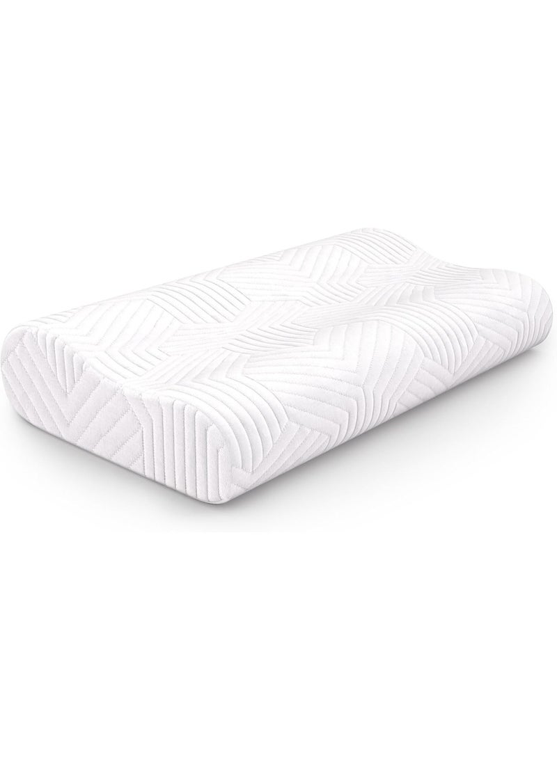 Orthopedic Memory Foam Neck Pillow, Adjustable Height Ergonomic Sleeping Pillow for Side, Back & Stomach Sleepers with Washable Cover - Image 1