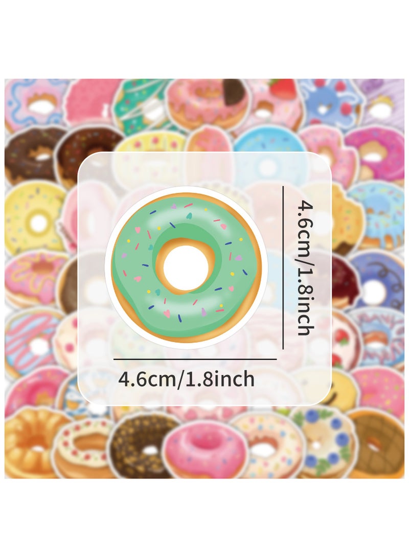 51 قطعة من ملصقات الدونات، ملصقات طعام حلوة ملونة لطيفة، لوازم ديكور حفلات للأطفال والمراهقين، ملصقات الدونات بكميات كبيرة لأجهزة الكمبيوتر المحمول وزجاجة المياه والثلاجة والأمتعة ولوح التزلج - Image 3