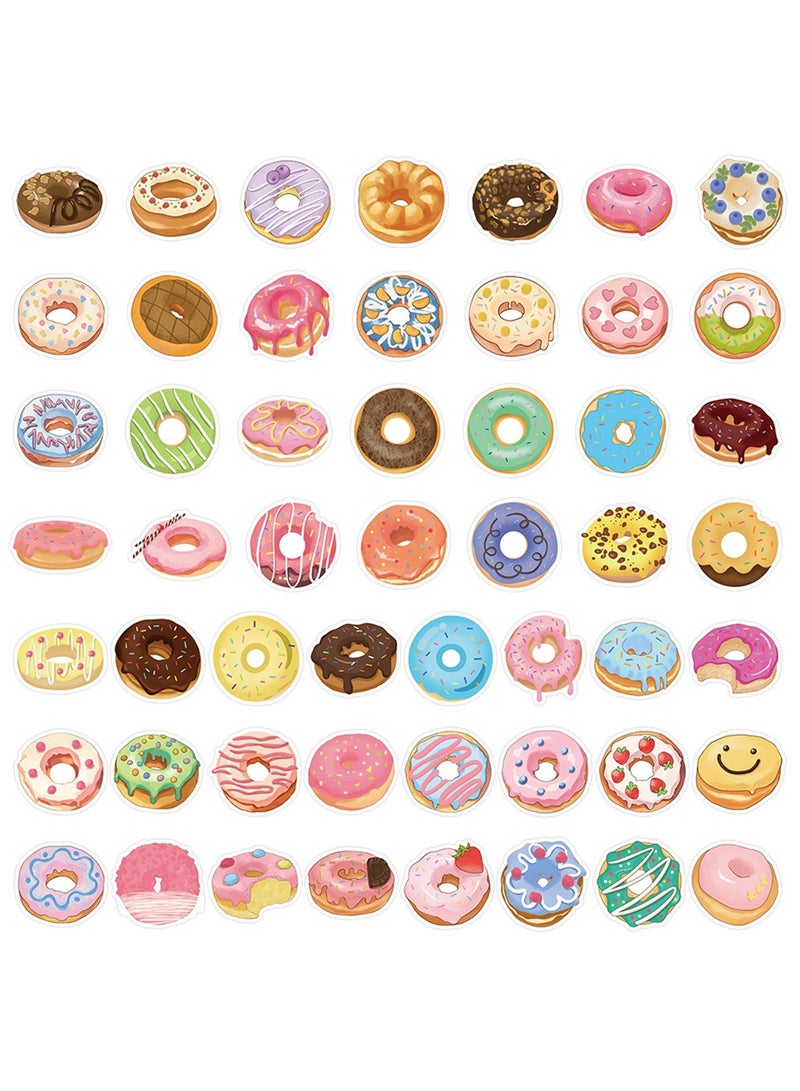 51 قطعة من ملصقات الدونات، ملصقات طعام حلوة ملونة لطيفة، لوازم ديكور حفلات للأطفال والمراهقين، ملصقات الدونات بكميات كبيرة لأجهزة الكمبيوتر المحمول وزجاجة المياه والثلاجة والأمتعة ولوح التزلج - Image 4