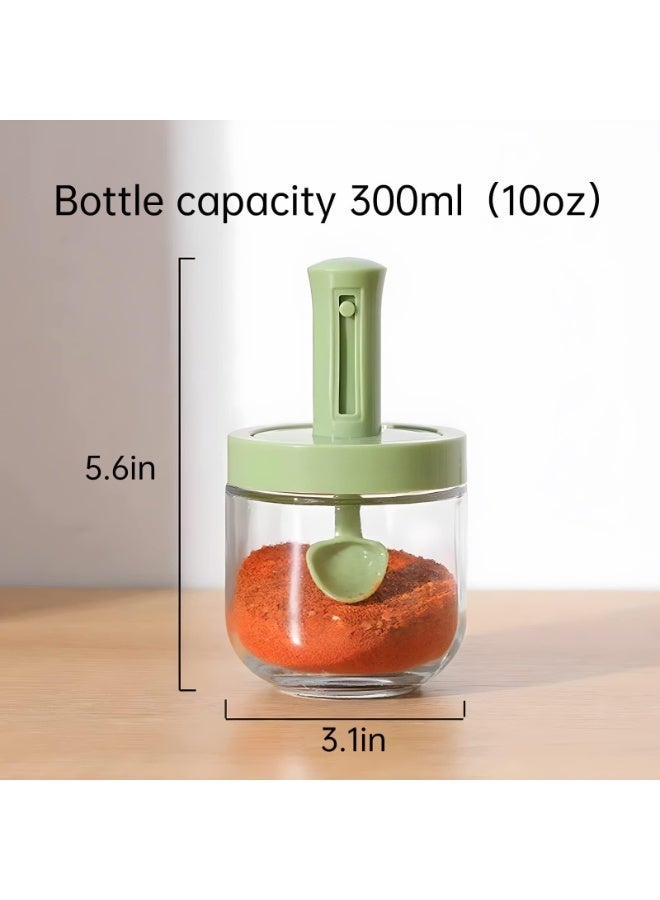 Bukela Glass Seasoning Jars, 3 Pack Glass Seasoning Bottle with Retractable Spoon and Lid, Air-Tight Seasoning Containers Spice Jars Sugar Container Salt Cellar Box With Stand Spoon - Image 4