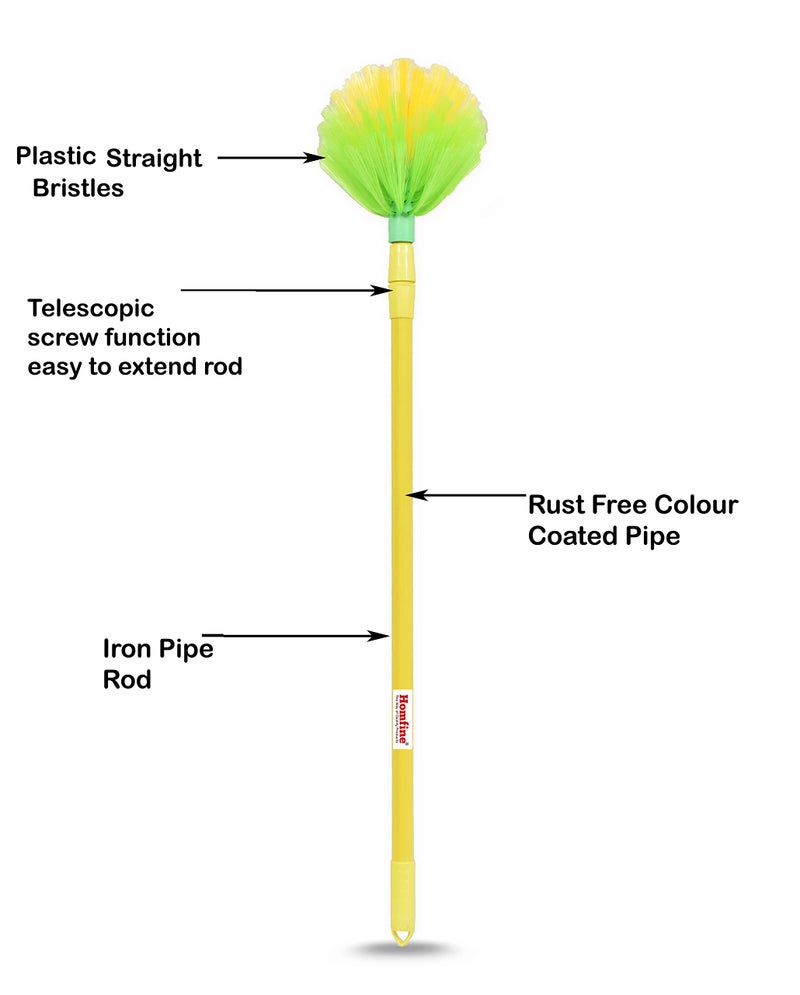 Homfine Gobhi Jala Brush with Long Handle Stick Broom for Ceiling Jala Cleaning for Home, Office Cleans Hidden Corners Cobweb Reomver Wall Dusting (1 Pc, Color May Vary) - Image 2