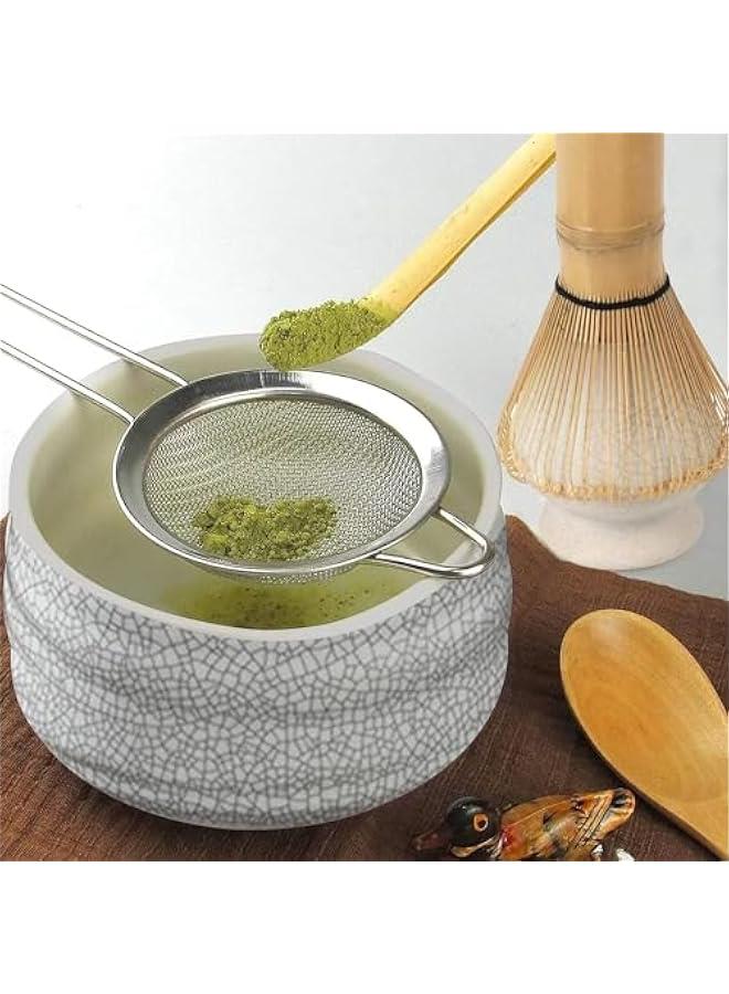 HOOKOR 7Pcs Matcha Whisk Set, Japanese Tea Set, Include Matcha Bowl, Matcha Bamboo Whisk, Scoop, Stainless Steel Tea Sifter, Whisk Holder, Matcha Whisk Set, Matcha Green Tea Making Kit (White) - Image 4