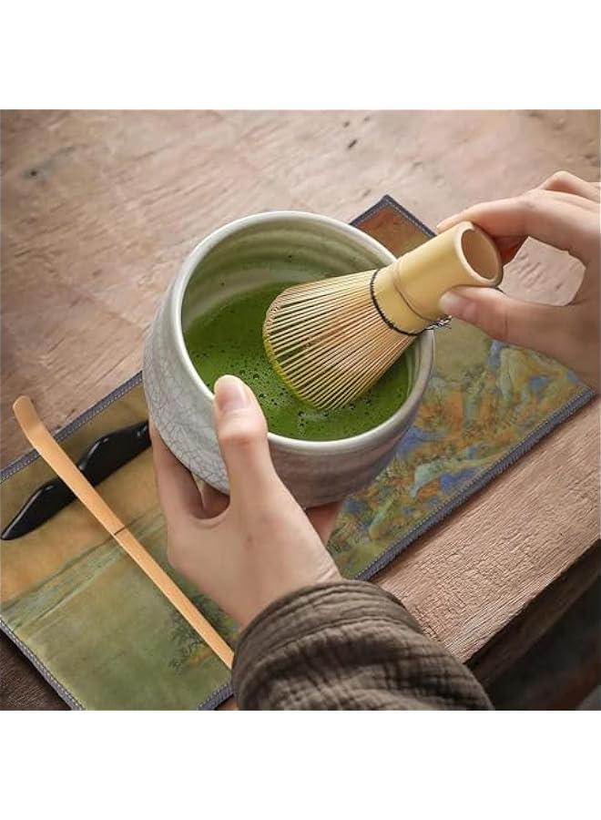 HOOKOR 7Pcs Matcha Whisk Set, Japanese Tea Set, Include Matcha Bowl, Matcha Bamboo Whisk, Scoop, Stainless Steel Tea Sifter, Whisk Holder, Matcha Whisk Set, Matcha Green Tea Making Kit (White) - Image 5