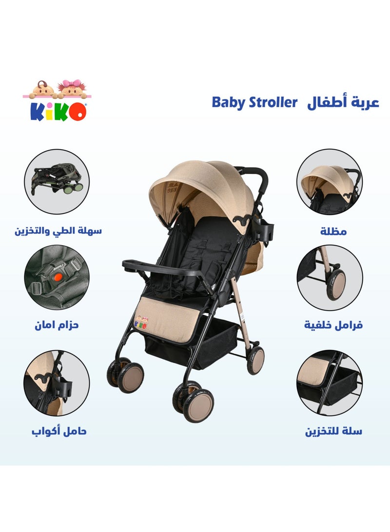 Kiko Comfortable Stroller 6 Wheels, 0 Months +, Beige - Image 2