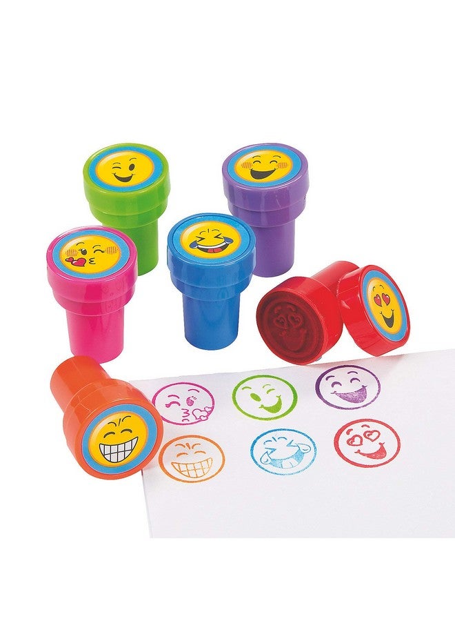 Fun Express Emoji Stampers, Bulk Set of 24 - Classroom Supplies and Party Favor Handouts