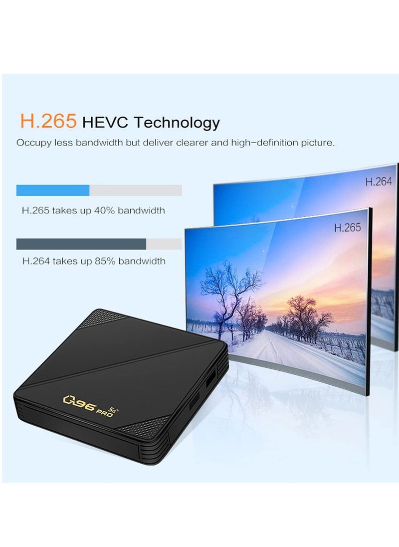 YUNSYE - Q96 PRO Android TV Box 10.0 4GB 32GB Smart TV Box Android Box 905L2 Ultra HD 1080P 4K HDR WiFi 2.4GHz 5.8GHz Bluetooth 4.1 Set Top Box 100M Internet Smart TV Box Media Player (4GB Ram+32GB ROM) - Image 1