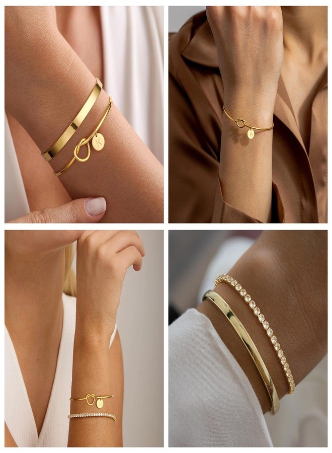 JIAOGE Gold Bracelets for Women - A Initial Bracelet Stack Gold Bangle Bracelets for Women Cuff Bracelet for Women Tennis Bracelets for Girls Bridesmaid Gifts for Girls Teen Girl Gifts Gold Jewelry - Image 3