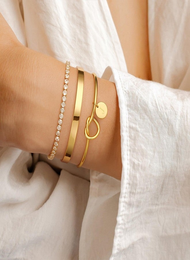 JIAOGE Gold Bracelets for Women - A Initial Bracelet Stack Gold Bangle Bracelets for Women Cuff Bracelet for Women Tennis Bracelets for Girls Bridesmaid Gifts for Girls Teen Girl Gifts Gold Jewelry - Image 5