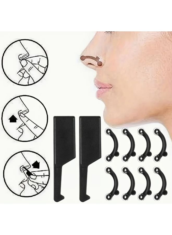 2 Sets L Black Nose Bridge Lifter Adjustable Nose Shaper Invisible Pads Painless Insertion - Image 1