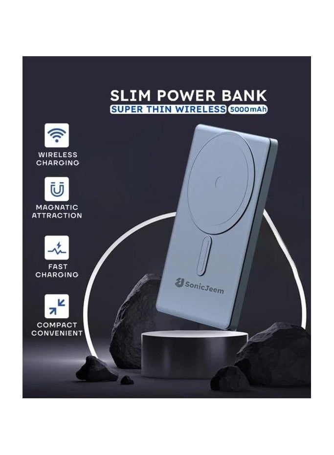 Sonic Jeem SJ501A 5000mAh Magnetic Slim Wireless Power Bank – Super Thin 8.5mm Design with Fast Charging & 2-Year Warranty - Image 2
