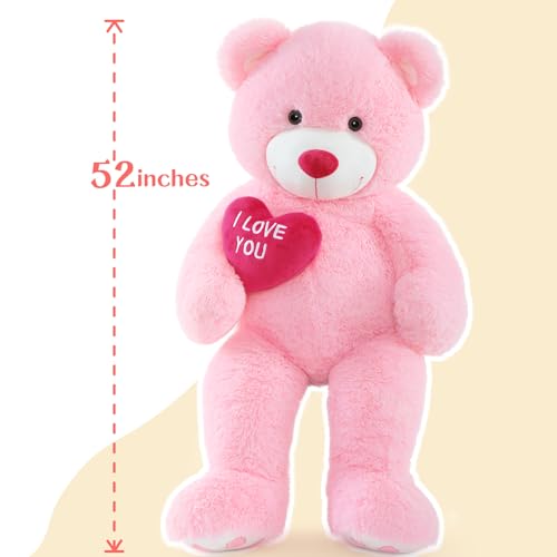 BENINY Giant Teddy Bear 52" - Big Stuffed Animal with Heart - Large I Love You Teddy Bear Plush Toys for Kid Christmas Birthday - Valentines Bear Gift for Girlfriend Wedding - Image 3