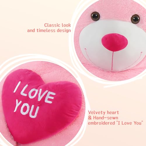 BENINY Giant Teddy Bear 52" - Big Stuffed Animal with Heart - Large I Love You Teddy Bear Plush Toys for Kid Christmas Birthday - Valentines Bear Gift for Girlfriend Wedding - Image 4