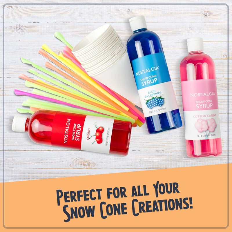 Snow Cone Shaved Ice Machine - Retro Table-Top Slushie Machine Makes 20 Icy Treats - Includes 2 Reusable Plastic Cups & Ice Scoop - White - Image 5
