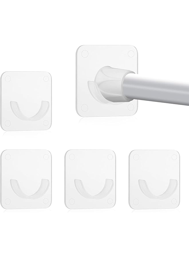 erorex Adhesive Curtain Rod Holder, 6pcs Curtain Rod Holders No Drilling, Wall Mounted Shower Rods Holder Tension Retainer for Bathroom, Bedroom, Wardrobe, Balcony, Transparent, 5 * 5 * 4.1cm  - Image 1