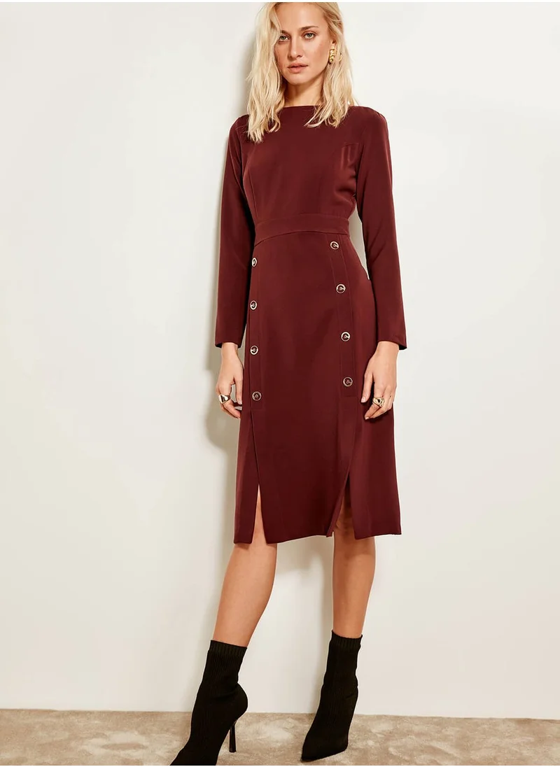 trendyol Front Split Button Detail Dress