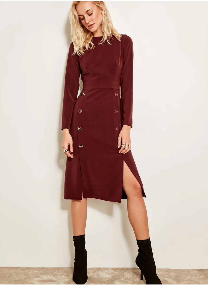 trendyol Front Split Button Detail Dress