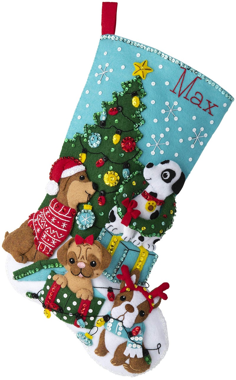 Bucilla Bucilla Felt Applique 18 Stocking Making Kit Christmas Dogs Perfect for DIY Arts and Crafts 89251E 