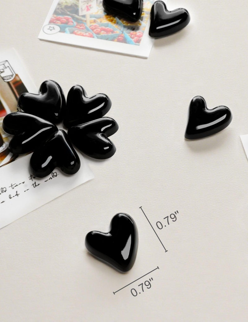 Mymazn 20Pcs Fridge Magnets Cute Refrigerator Magnets, Small Magnets for Whiteboard Cabinet Locker, Heart Decorative Magnets for Classroom Kitchen Office (Black) - Image 3