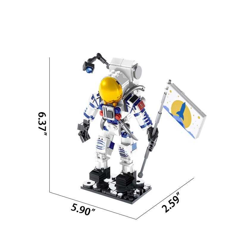 SIENON Astronaut Building Block Toy for Kids and Adults, 229pcs Building Block Spaceman Figure Holding The Flag with Movable Joints, DIY Assembly Construction STEM City Space Kit - Image 2