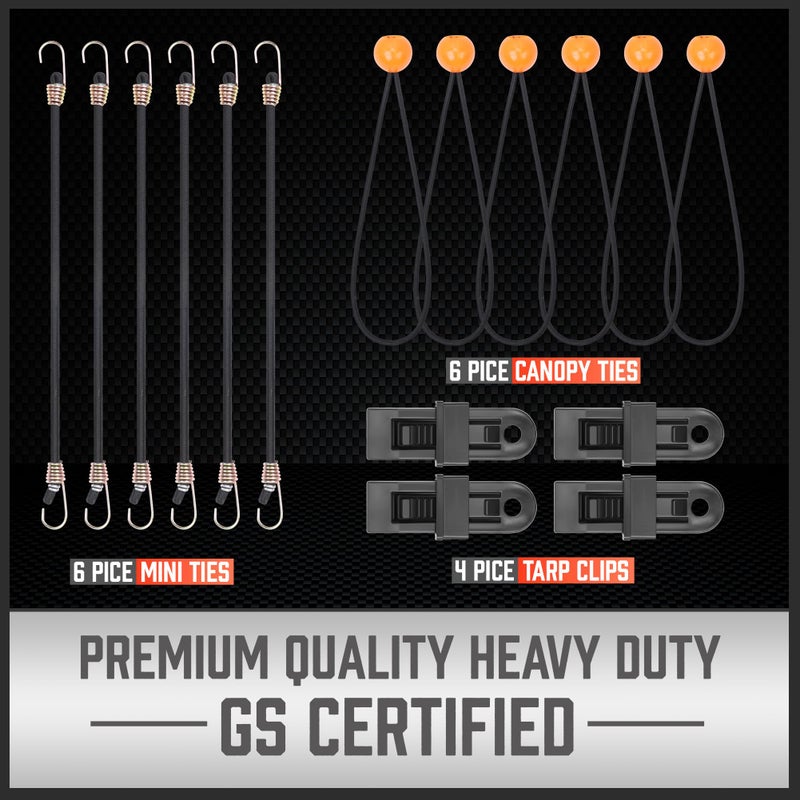 HORUSDY 31-Piece Premium Bungee Cords Assortment Jar, Includes 10â€,18â€,24â€,32â€,40â€ Bungee Cords, 6â€œ Zip Ties, 8â€Canopy/Tarp Ball Ties and Crocodile Mouth Tarp Clips - Image 4